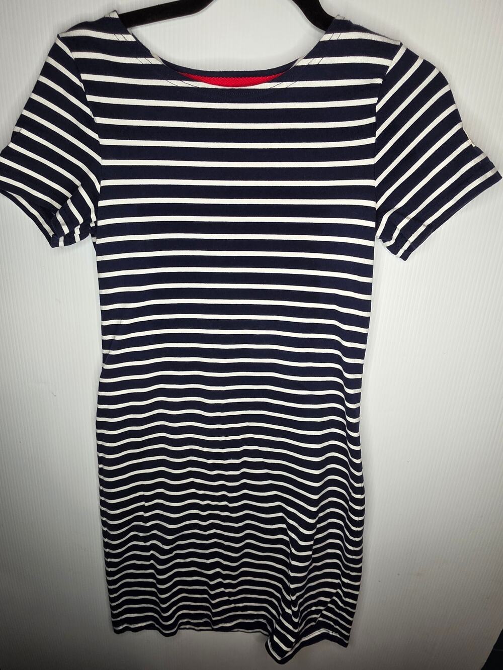 Joules Navy White Striped Dress US 4 Short Sleeve Scoop Neck Nautical Preppy